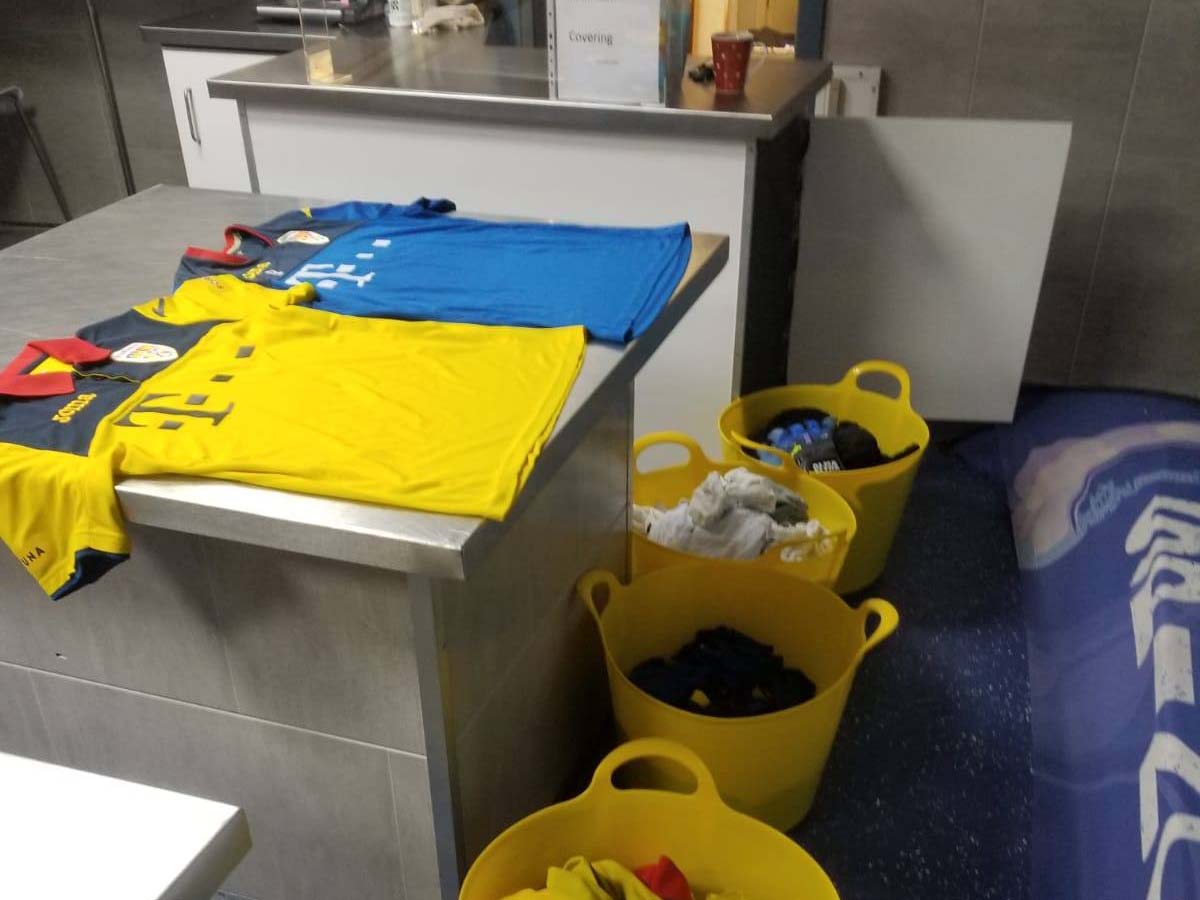 Clean clothes in buckets